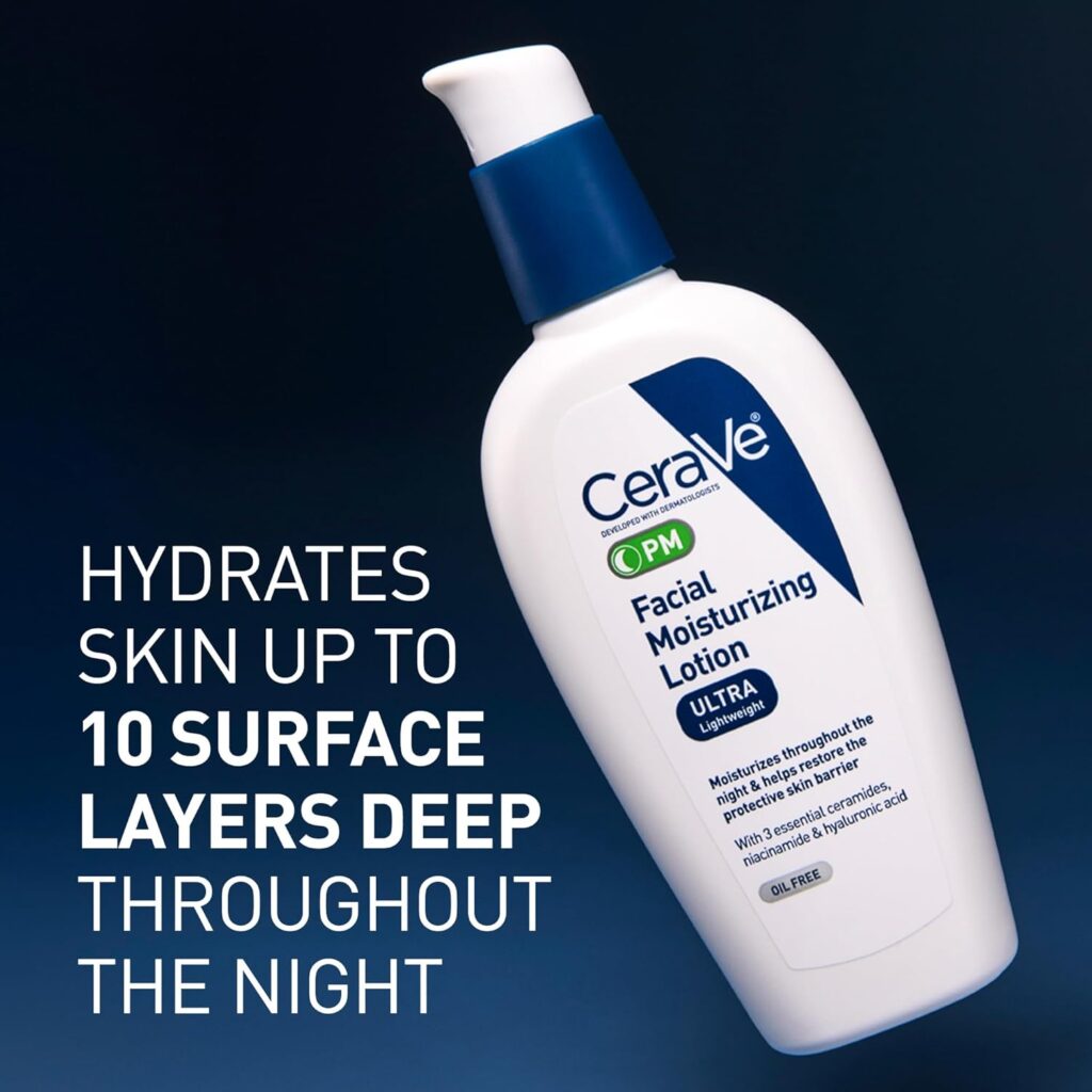 Cerave Pm Facial Moisturizing Lotion, 3 Oz., Multiplied With Derma Roller, 3 Fl Oz (Pack Of 1)