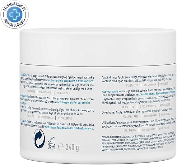 Cerave Moisturizing Cream for Dry Skin with Hyaluronic Acid 340G - Image 3