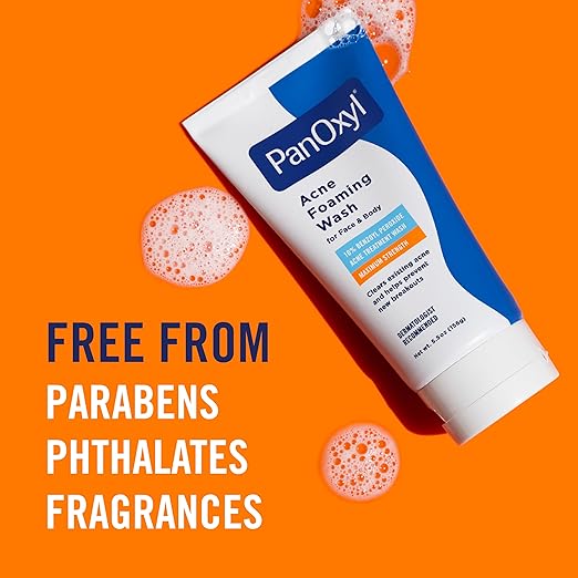 PanOxyl Acne Foaming Wash Benzoyl Peroxide 10% Maximum Strength Antimicrobial, 5.5 Oz, Package may vary - Image 2