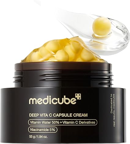 medicube Deep Vitamin C Golden Capsule Face Moisturizer - Liposome Capsules For Wrinkles, Skin Radiance - Transparent Gel for Glow Hydration - Korean Skin Care 1.94 oz