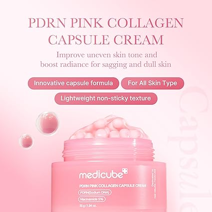 medicube Salmon DNA PDRN Pink Collagen Capsule Cream, Face Moisturizer | Lightweight Moisturizing Cream | PDRN, Niacinamide for Uneven Skin Tone, Glow hydration | Korean Skin Care 1.94 oz - Image 5