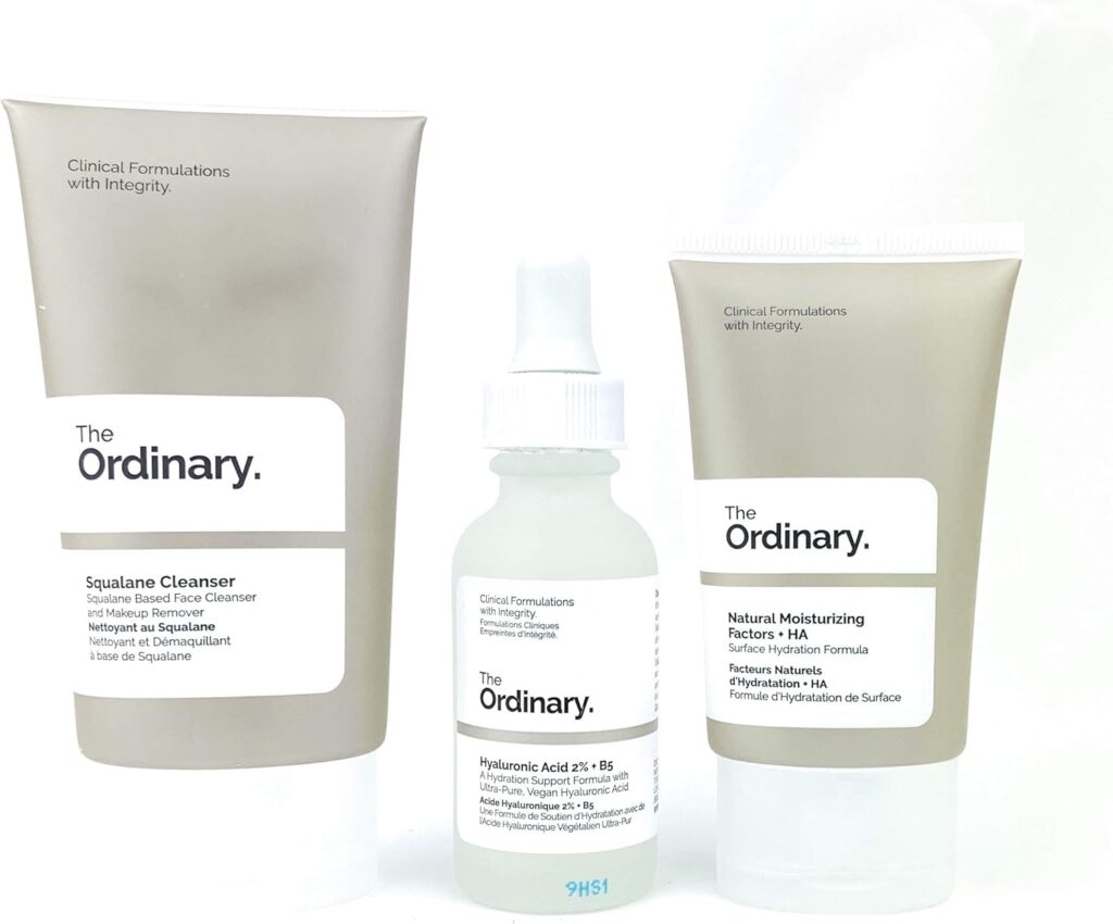 THE ORDINARY 3 Pieces Daily Set - Squalene Cleanser, Hyaluronic Acid 2% +B5 with Natural Moisturizing Factors + HA