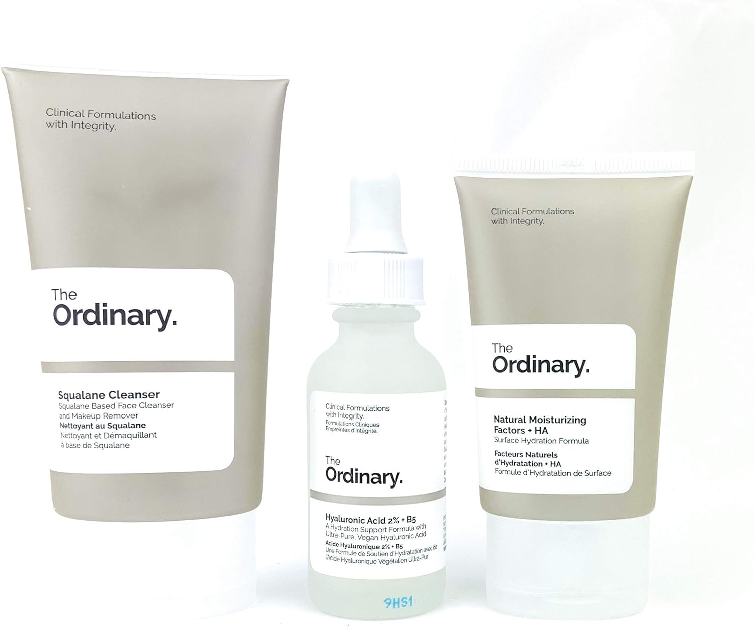THE ORDINARY 3 Pieces Daily Set - Squalene Cleanser, Hyaluronic Acid 2% +B5 with Natural Moisturizing Factors + HA