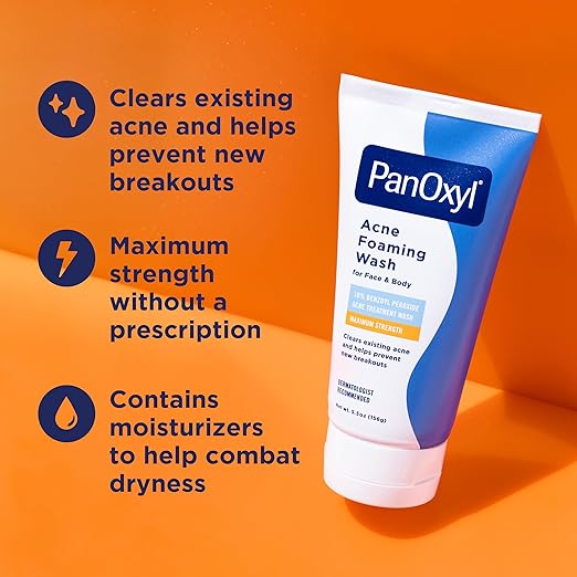 PanOxyl Acne Foaming Wash Benzoyl Peroxide 10% Maximum Strength Antimicrobial, 5.5 Oz, Package may vary - Image 3
