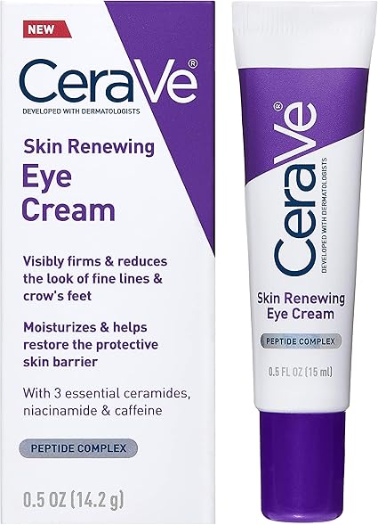 CeraVe Eye Cream for Wrinkles Under Eye Cream with Caffeine, Peptides, Free & Ophthalmologist Tested 0.5 Ounces, 0.5 Ounce (Pack of 1)